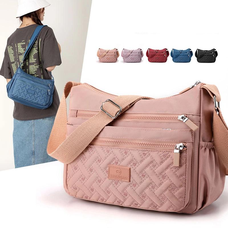 Ladies Messenger Bag Travel Nylon Embroidered Shoulder Bag Female Large Capacity Travel Multi Layer Simple