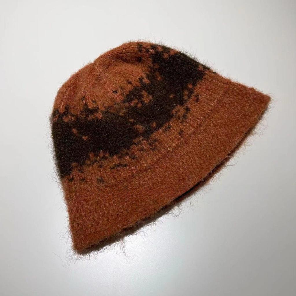 New Autumn and Winter Retro Color Block Knitted Baotou Hat Korean Version Versatile Ladies Fashion Fisherman Hat Women