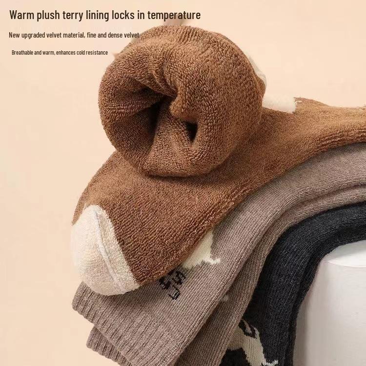 Unisex Kamel Fleece Socken: Dicker Winter-Mid-Calf-Stil für Männer & Frauen, Warmer Frottee für ältere Menschen - Perfekt für Mama & Papa