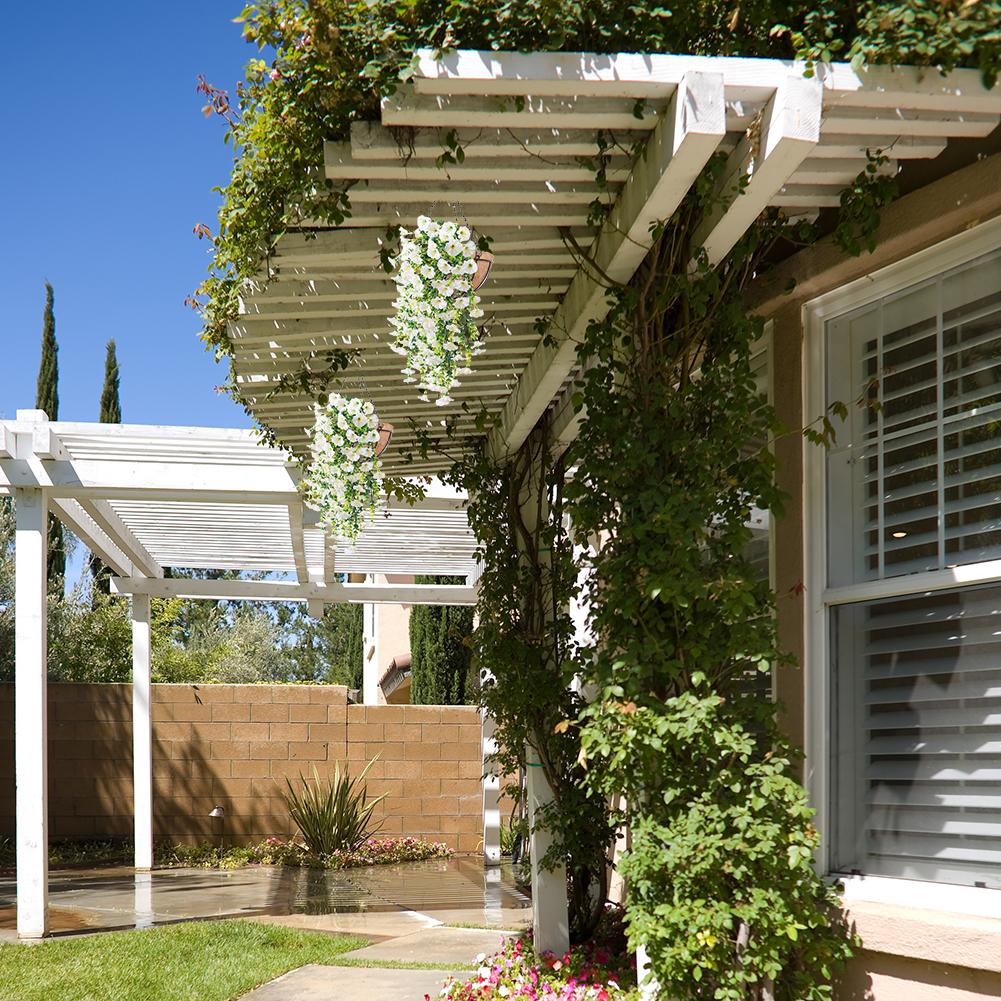 2/4Pcs UV-Resistant Artificial Flowers Morning Glory Eucalyptus Hanging Flower Plants Wedding Home Outdoor Garden Decoration