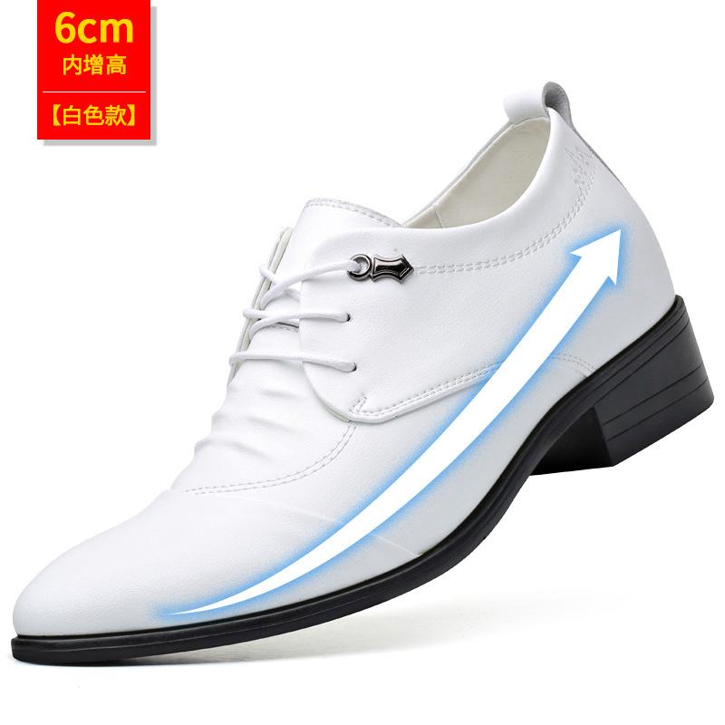 

Mens White Leather Pointed Toe Lace Up Dress Shoes With Decorative Buckle Block Heel Formal Business Wedding Prom Shoes Simple 37