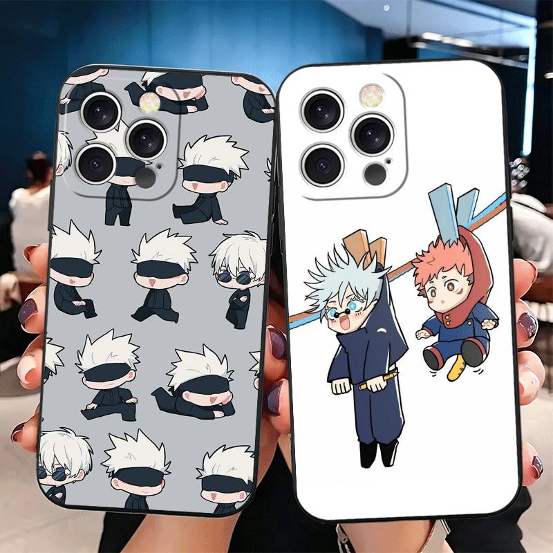 Cartoon Cute JUJUSU Anime Soft Phone Case for iPhone 16 16E 17 Air 15 Pro Max 14 Plus 13 Mini 11 12 7 Black Cover Back Shell