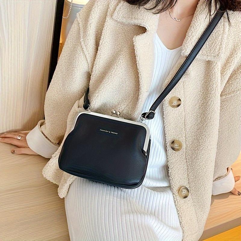 Schicke Umhängetasche im Vintage-Stil für Damen Vielseitige Schultertasche/Clutch-Kombination Abnehmbarer Riemen Reißverschluss Einfarbig Kunstleder