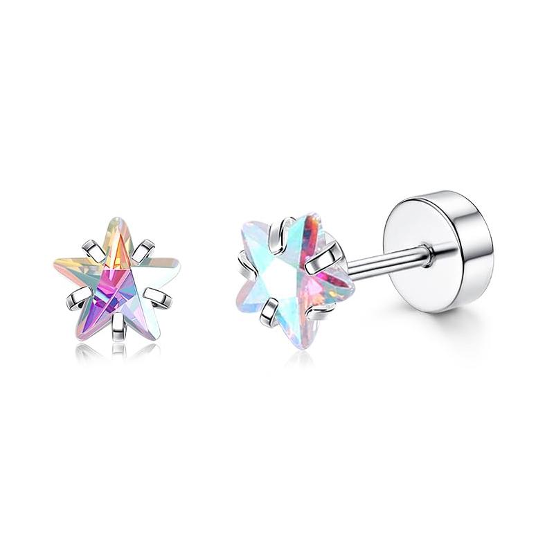 Bobisty 1Pair Hypoallergenic Flat Back Earrings for Women Surgical Stainless Steel Cute Stud Hoops Earrings Cartilage Piercings