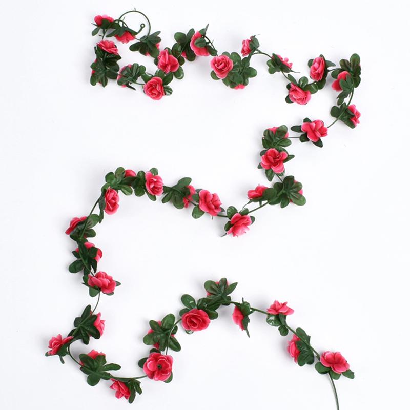 2.5m Rose Artificial Silk For Wedding Garland Fake Plant Flowers Vine Home Room Wedding Wall Hanging Garden Arch DIY Decoration