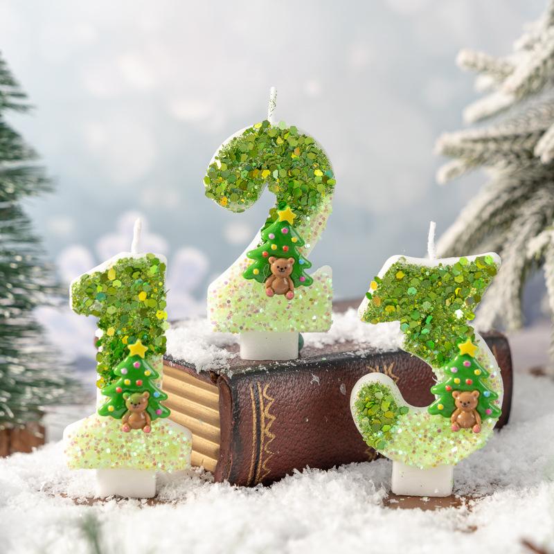 Christmas Tree Holiday Number Candle Innovation 0-9 Handmade Diy Decoration Crafts