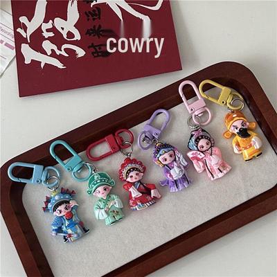 Cai Kou I31 Chinese Opera Figure Keychain: Trendy Cartoon Pendant - Perfect Gift for Couples & Best Friends