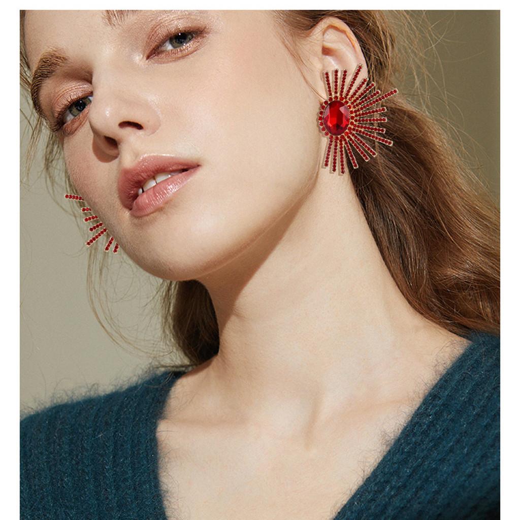 Exaggerated Symmetrical Earrings Featuring Colorful Water For Female Style Accessory