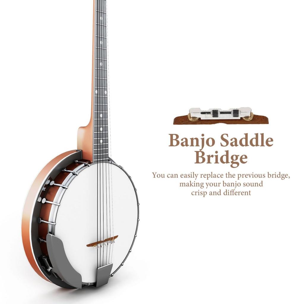Abaodam Banjo Bridge, Wood Banjo Bridge Saddle, Durable Musical Instrument Part, Banjo Musical Instrument Accessory