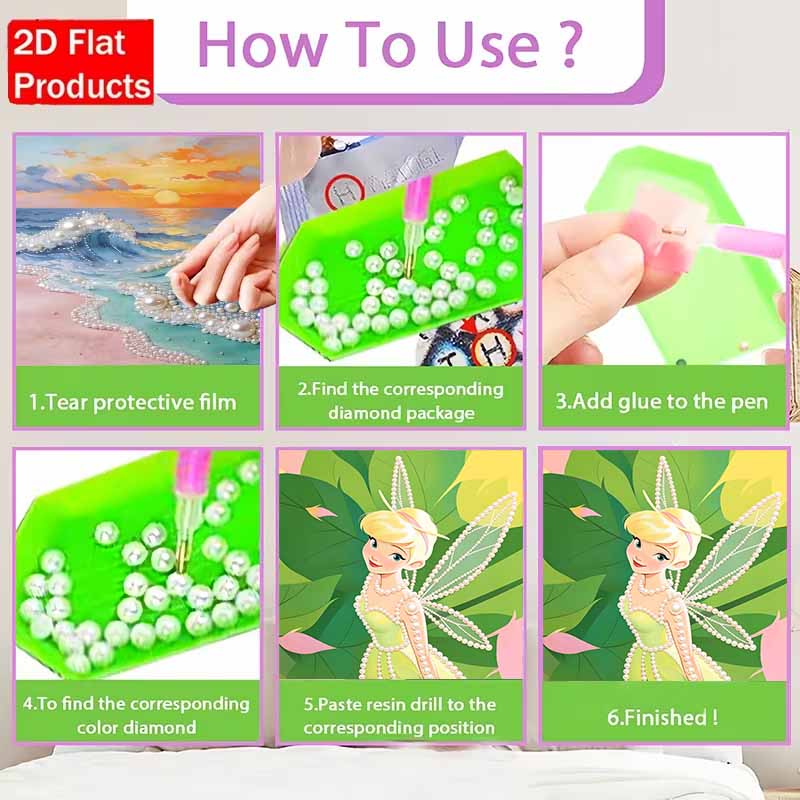 Disney Pearl Art Tinker Bell DIY Pearl Painting Kit Pearl Art Wall Decor Suitable for Home Office Handmade Gift