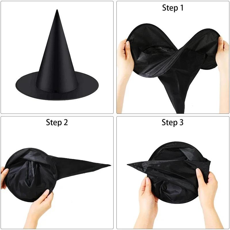 Halloween Witch Hat Kids Adults Halloween Party Cosplay Costume Props Decoration Black Wizard Cap Yard Hanging Witch Hat
