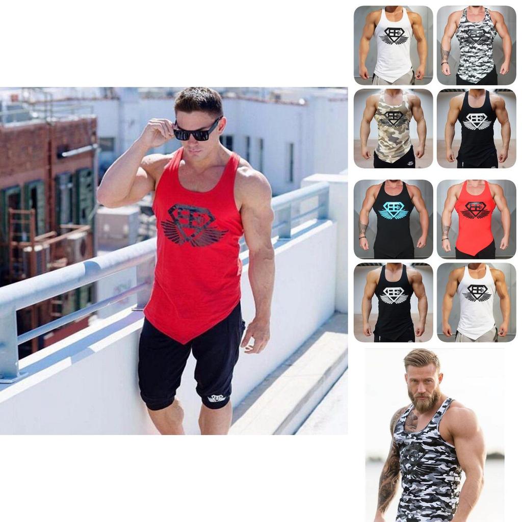 Stylish Polyester Fiber Men's Vest Moisture-wicking Slim Fit Gym Tank Top For All Seasons