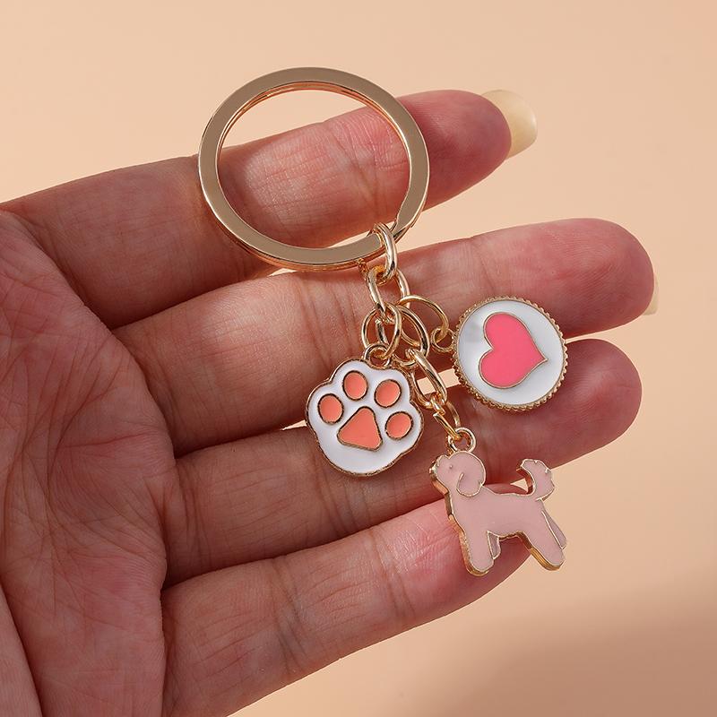 Cartoon Animal Dog Keychain Enamel Love Heart Charms Keyrings for Car Key Souvenir Gifts for Women Men Handbag Key Chains