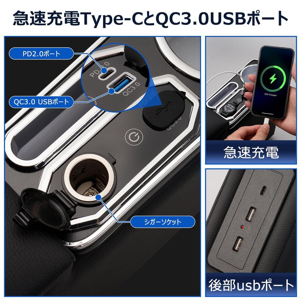 LIMSTYLE Console for Toyota Hijet Cargo Atrai with Fast USB Breathing 7 Color Drink Cup Interior Large Capacity Storage Box, Armrest, S700V/S710V,