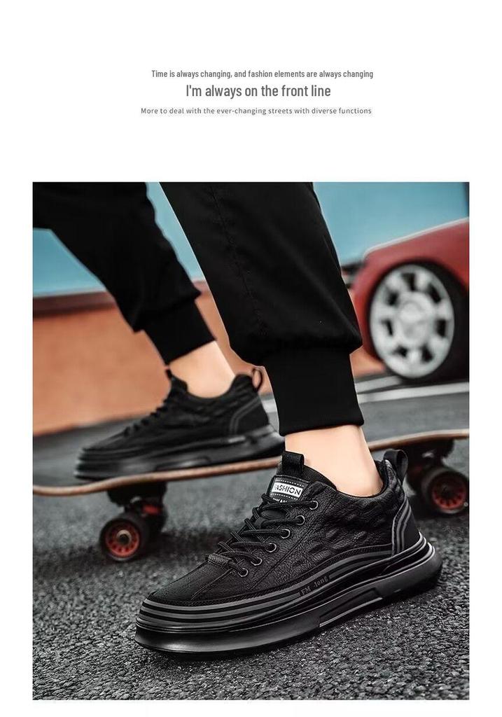2026 Men's Black Crocodile Leather Waterproof Non-slip Casual Running Shoes