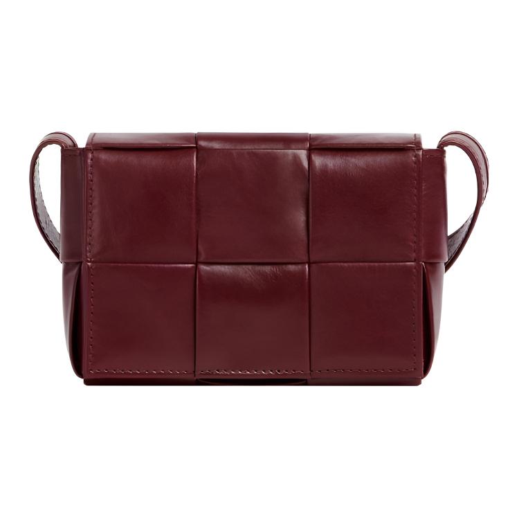 

New Bottega Veneta CASSETTE Waxed Leather Shoulder Bag Crossbody Bag Mini Men s Burgundy 667048VCQ722245 11.9*4.1*8.1CM