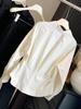 Women's Spring 2026 Stylish Pleated Waist-Cinched Straight Shoulder Shirt Top