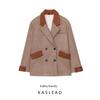 Kaslead New Women Clothes Western Style Fashion Loose Simple and Versatile Patchwork Woolen Patchwork Short Overcoat
