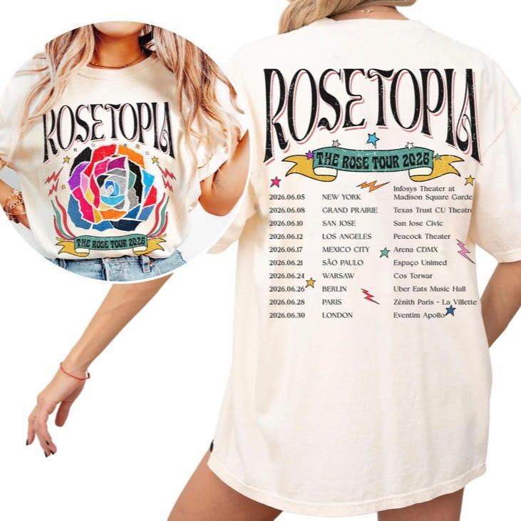 Summer Fashion Trendy Tee Men Women Vintage Top The Rose Rosetopia 2026 World Tour Shirt  Gothic Cotton Oversized T-shirts