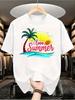 1pc Men'S Graphic T-Shirt I Love Summer Palm Tree Sunset Print Short Sleeve Crew Neck Summer Vacatio