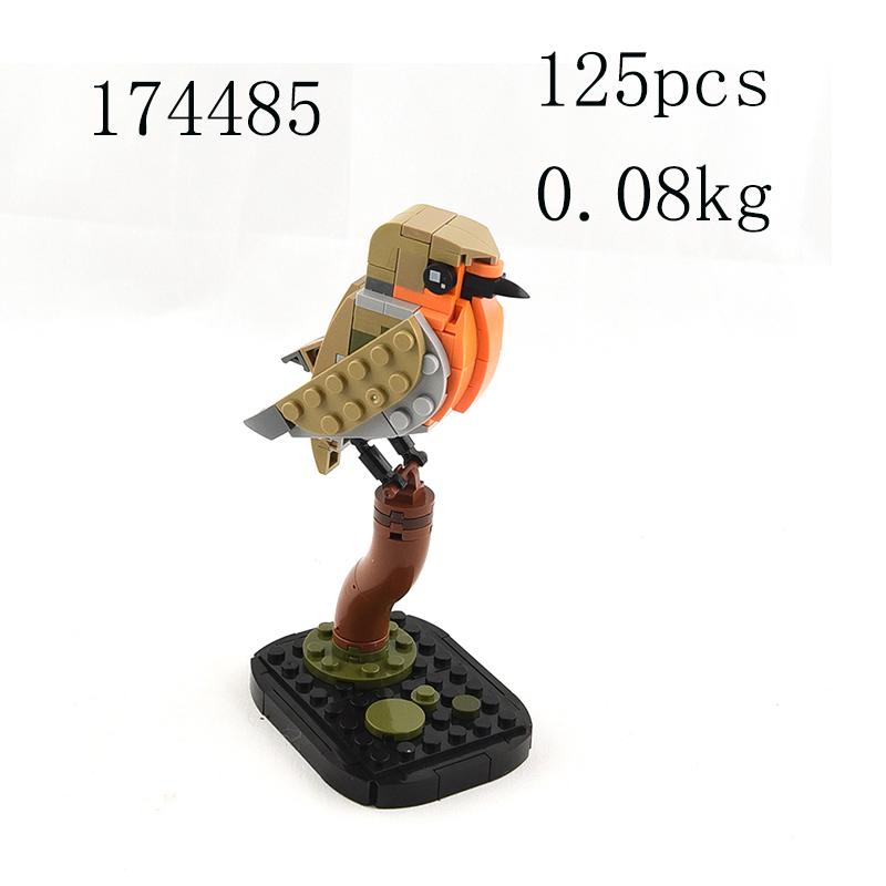 Spot Small Particle Assembly Building Blocks MOC-174485 125pcs Creative Animal Bird Robin Educational Toy Building Model Gift Se