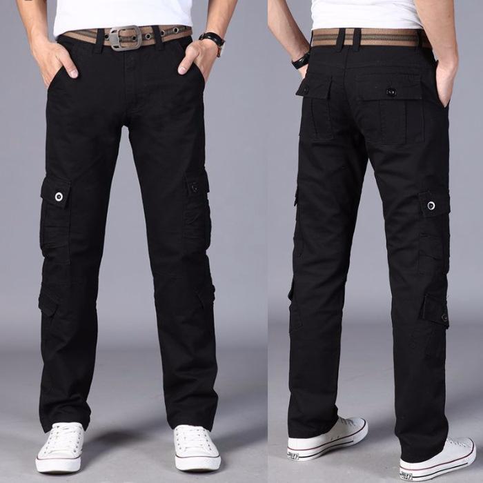 Work Pants Men'S Outdoor Casual Pants Straight Tube Slim Fit Pure Cotton Multi Bag Men'S Pants