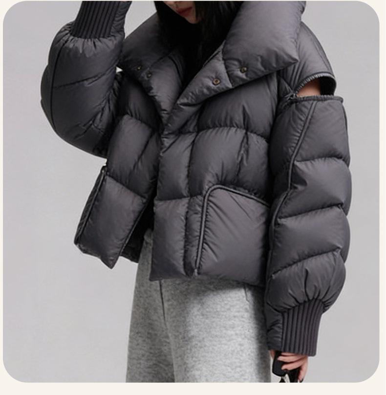 Women's Thickened 90% White Duck Down Short Jacket - Korean Style for Petite Figures