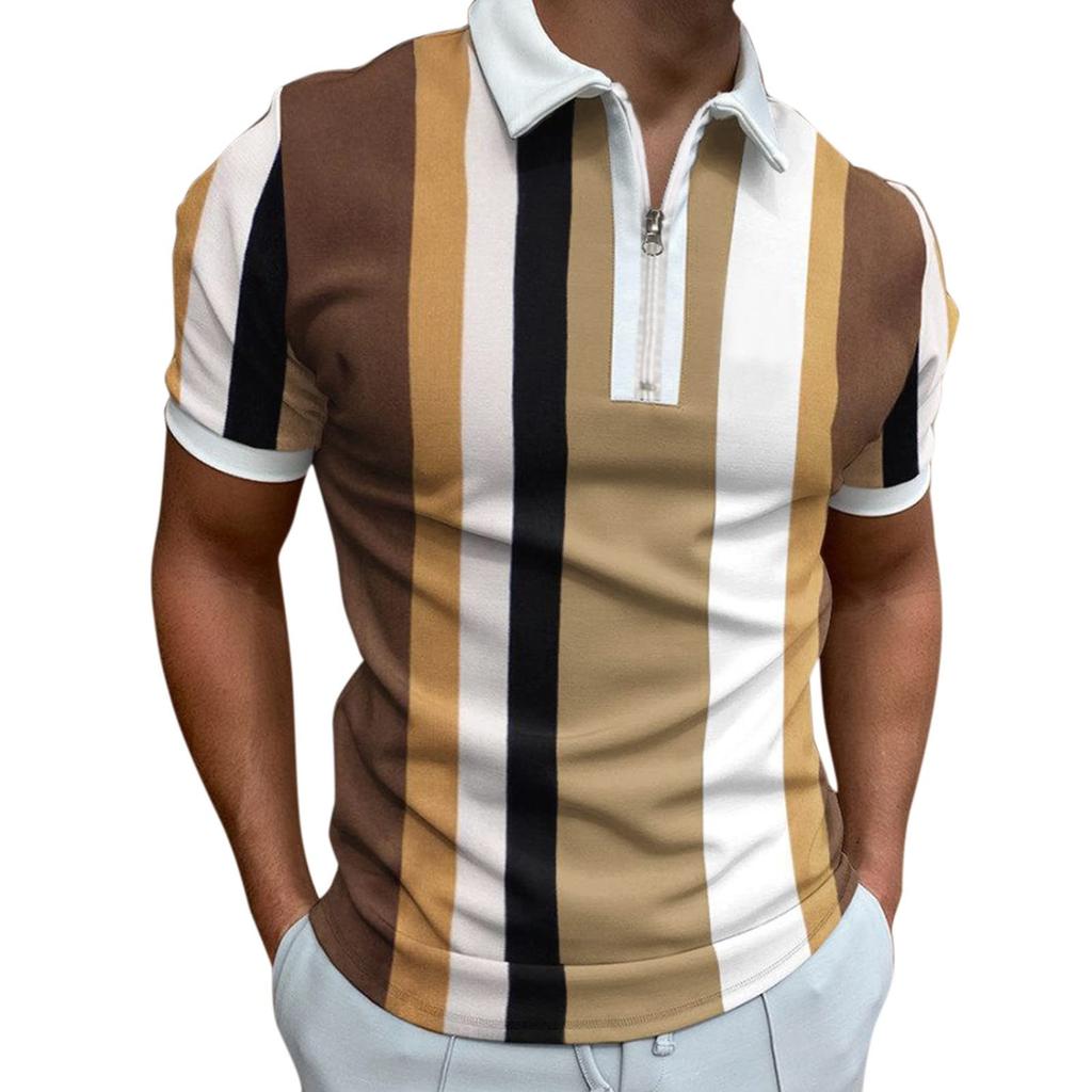 Men's Shirt Golf Shirt Retro Color Contrast Outdoor Street Short Sleeves Button-Down Print Clothing Apparel Fashion Designer Casual Breathable
