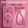 Magsafe Magnetic Bracket Liquid Silicone Phone Case For IPhone 13 14 15 16 17 Pro Max With Hanging Rope Anti fall Protective Cover