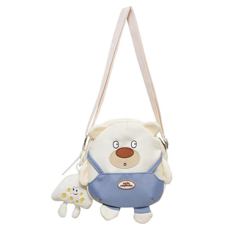 Adorable Cartoon Bear Canvas Shoulder Bag For Students Ultra-light And Cute