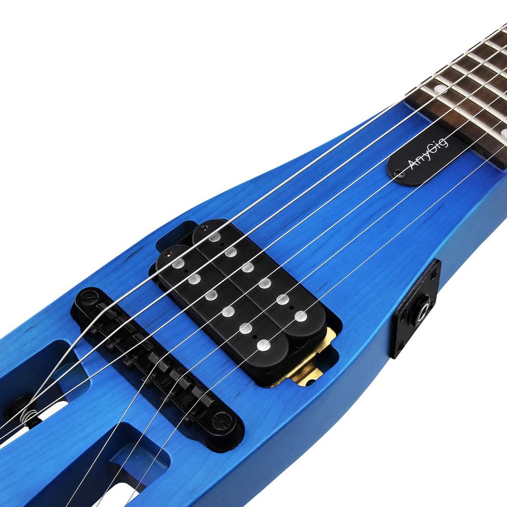 Anygig Portable Travel Electric Guitar, 82cm, 1.6kg, Blue, 25.5" Full-Scale, Right-Handed, with Gig Bag