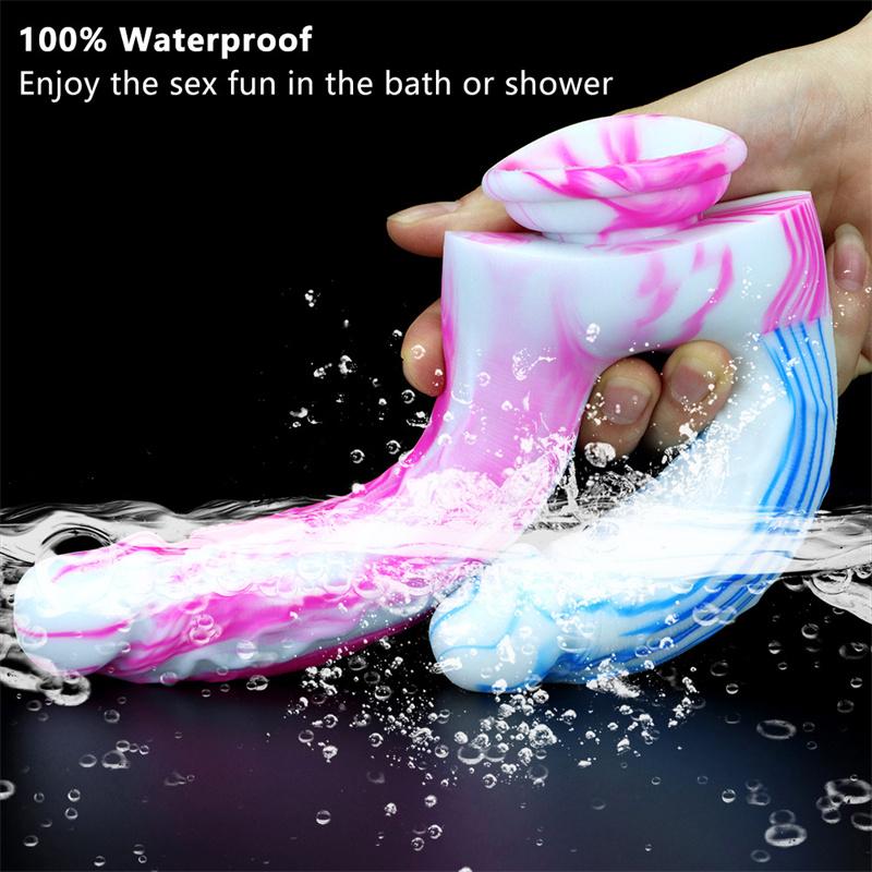 Two-pronged Mixed Color Silicone Double-headed Penis Size Fake Penis Female Anal Plug Masturbation Device Adult Products