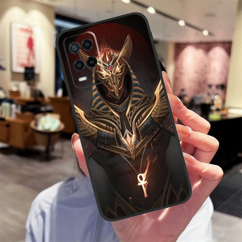 Égypte Nefertiti Anubis Ankh Étui Pour Oppo A78 A98 A79 A18 A38 A58 A40 A60 A80 A16 A76 A96 A15 A74 A94 A54 A17 A77 Coque