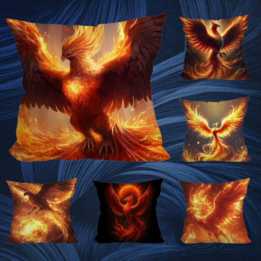 Myth Art Flame Phoenixs Throw Pillow Case Living Room Sofa Cushion Cover For Home Bedroom Decoration And Protector