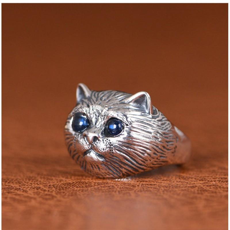 Adjustable Cat Ring Women Men Copper Open Band Vintage Animal Jewelry Minimalist Cute Feline Accessory