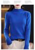 Women's Slim Fit Short Wool Knit Sweater - Solid Color, Half-High Collar