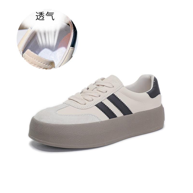 Leather spring new women's platform sports white shoes women's retro casual women's shoes