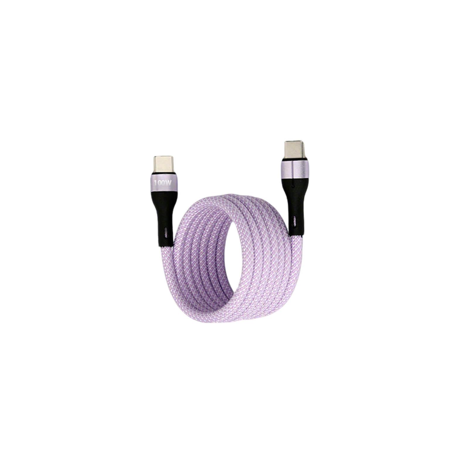 

100W Fast Charging Type-C Data Cable With Magnetic Absorption And Type-C Vehicle Extendable Charging Cable, 2 Meters Long One Size фіолетовий