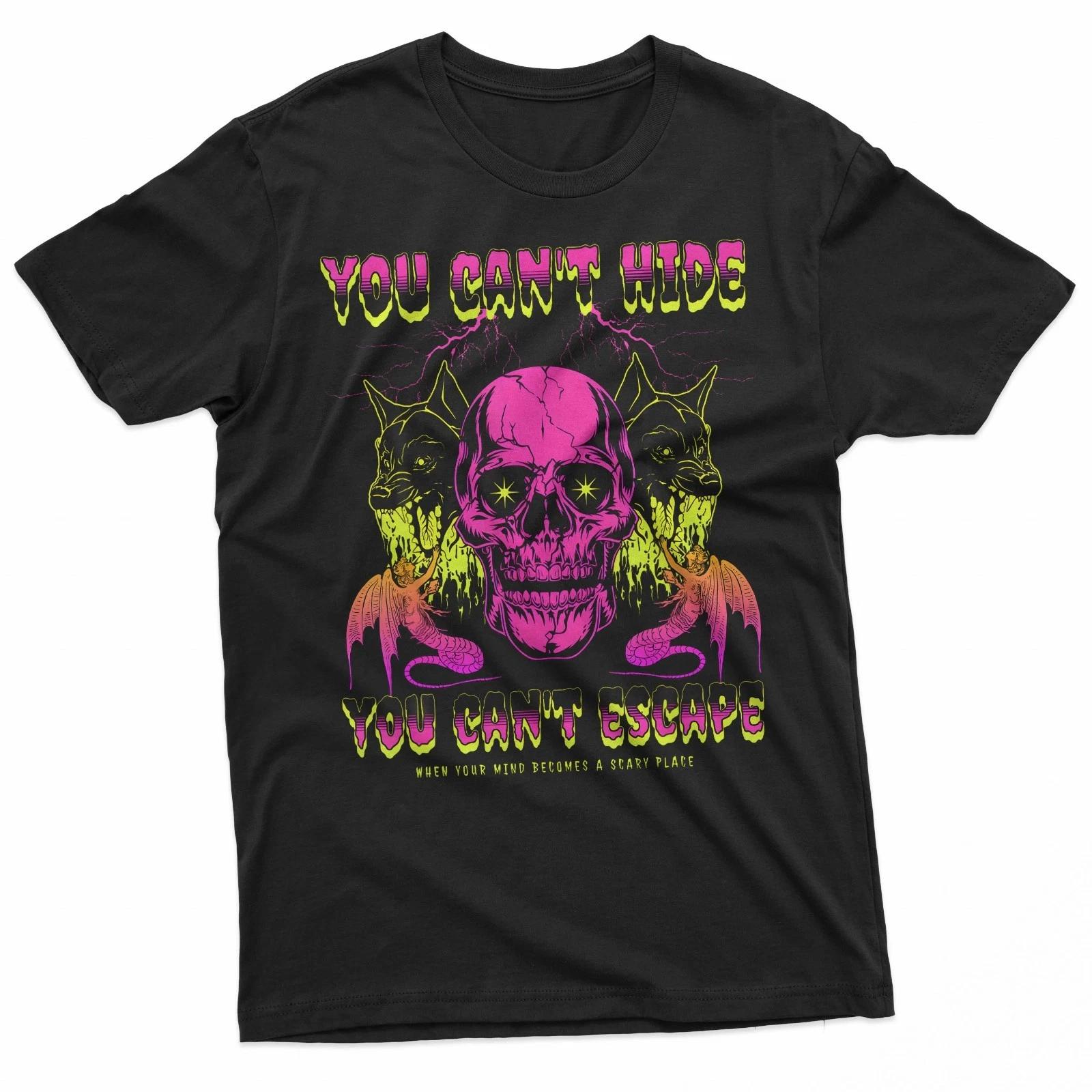 You Cant Hide Skull Chaos Demonic Dogs Mind Horror Scene T-Shirt 4XL