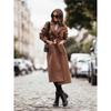 Simple Double-breasted Coat Long-sleeved Lapel Button Woolen Coat Women