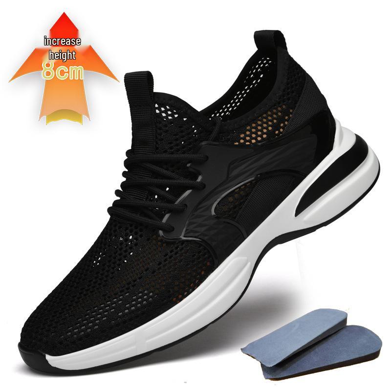 Men s Spring Trendy Flyknit Mesh Running Shoes with 8CM Hidden Heel 42