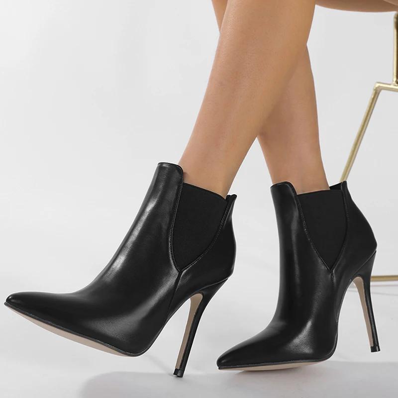 Eilyken Punk Style Pointed Toe Women Ankle Boot Sexy Elastic Band Stiletto High Heels Shoes Autumn Winter Booties