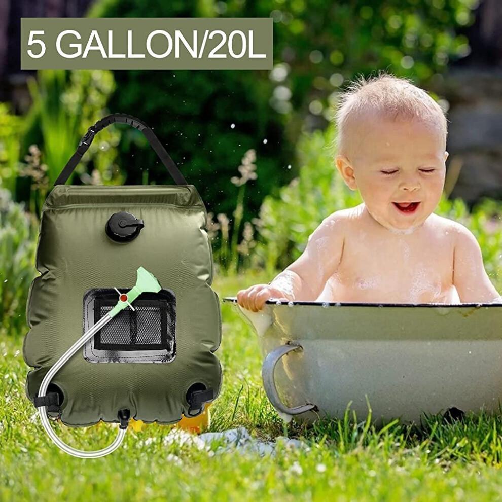 Solar Shower Bag. 20L Portable Solar Heated Hot Water Camping Travel Shower Bag with Switchable Head