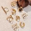 Trendy Stainless Steel Fashion Geometrical Ring Simple Line 18K Gold Plated Women Finger Ring Tarnish Free for Gifts