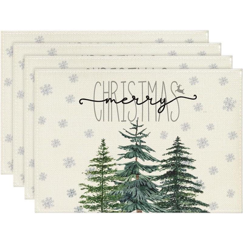 Cross-Border Bestseller Christmas Linen Placemat - Festive Letters & Colors for Restaurant Decoration