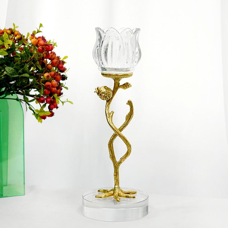European Style Light Luxury Candle Holder, Crystal Glass, Copper, Marble, Retro, Home, Romantic Dining Table