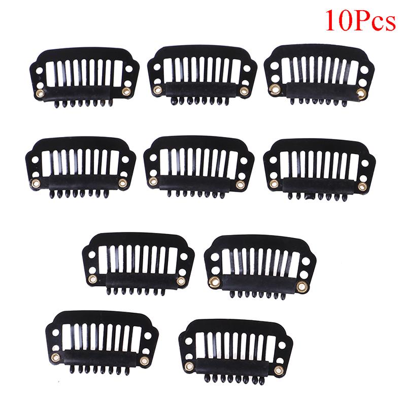 

10/100 Зажимы для парика Зажимы для париков с резиновой накладкой на заднюю часть волос, черные 8 зубов 10Pcs