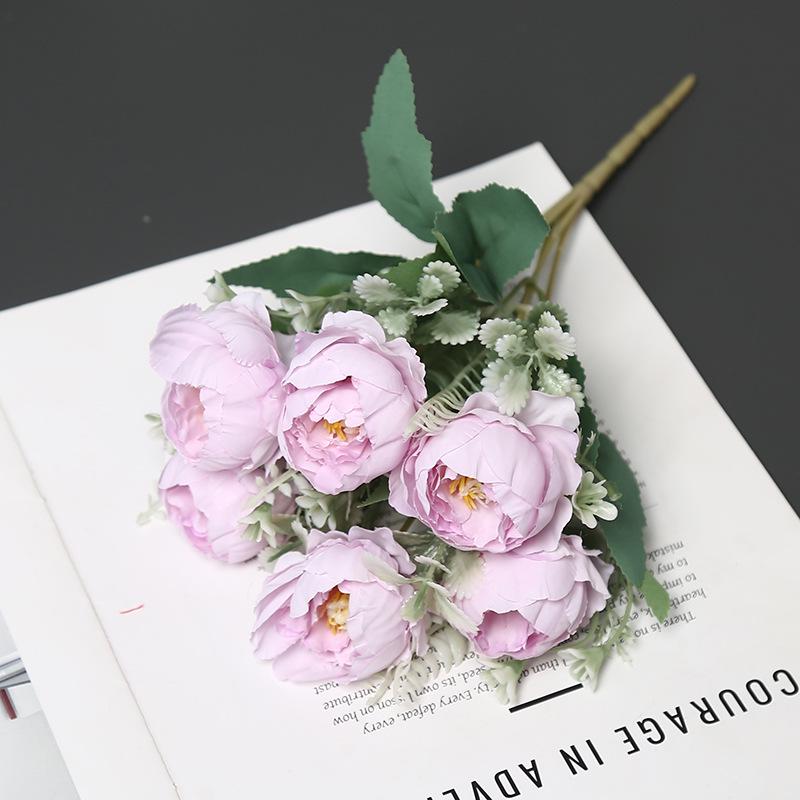 Elegant 6-Head Peony Silk Artificial Flowers for Home Decor and Photography