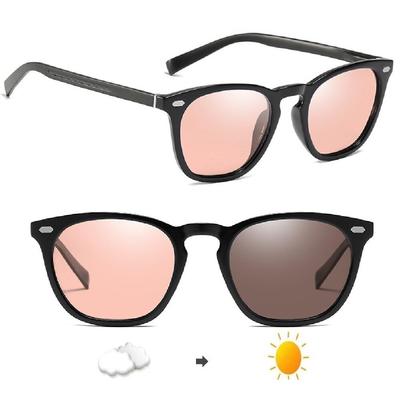 GetOn Men's Photochromic Polarized Sunglasses with Color-Changing Lenses, UV Protection, Lightweight TR Material, Asian Fit, Wellington Style, for