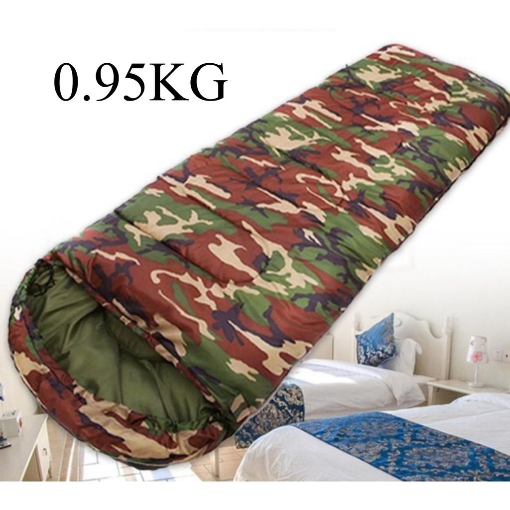 Schmutzabweisender Schlafsack Camouflage Grün Bettwäsche Mit Hut Warm Geeignet Für Outdoor-Camping, Wandern Und Rucksacktouren